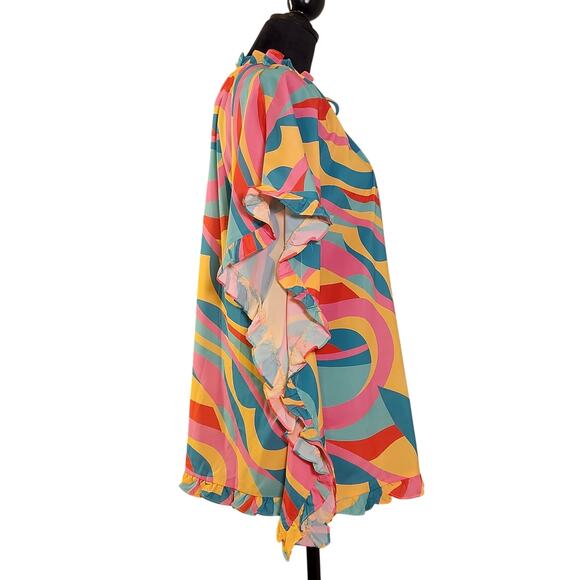 ENTRO Oversized  Ruffle Sleeve Blouse, Size S/M - Picture 2 of 11